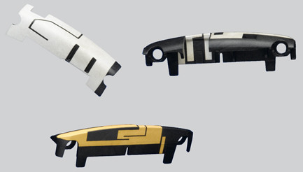 Several sample antennas Several sample antennas deposited on plastic parts